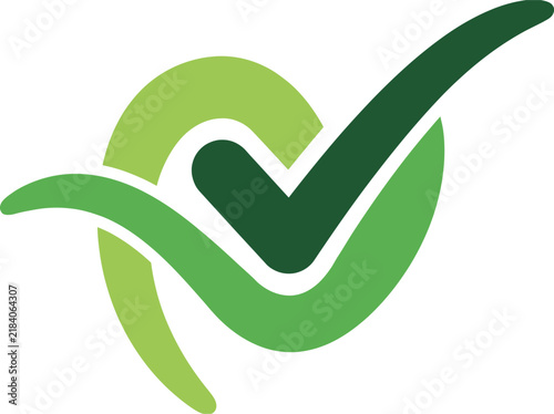Minimalist Checkmark Organic Grass Swoosh in Green