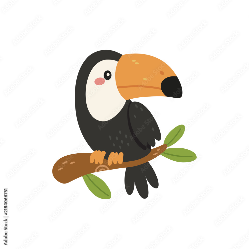 Fototapeta premium Cute toucan sitting on a branch
