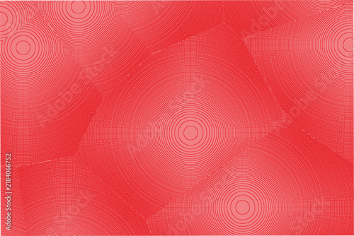 Abstract red background with geometric circular line art pattern and moire effect design.