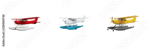Canvastavla Seaplanes PNG Bundle: Floatplanes and Amphibious Aircraft with Pontoons in Red,