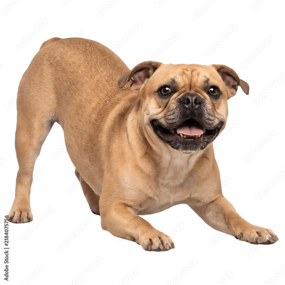 Obraz premium French Bulldog Playful Bow Pose Close Up Photo PNG