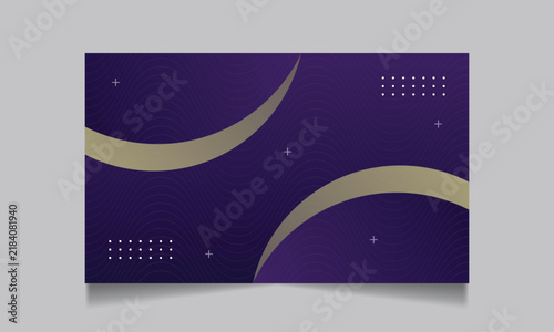 Abstract Luxury Dark Purple Background with Gold Curves and Wavy Lines