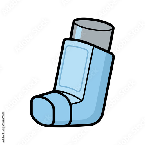 Medical Inhaler for Asthma Relief Respiratory Healthcare Flat Line Art Vector Illustration