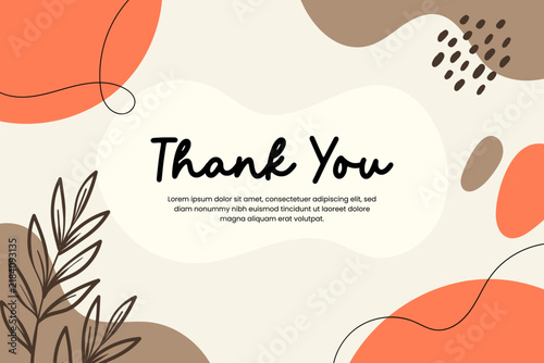 Abstract hand drawn organic shape with editable text wedding thank you card template. Vector illustration