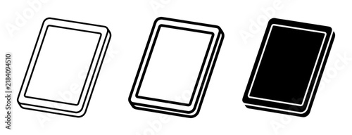 Three Stacked Cards, Outline and Solid Fill Vector Icons, Simple Graphic Elements