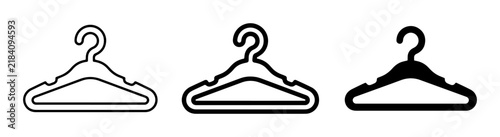 Clothing Hanger Icons, Vector Set: Outline, Filled Outline, Silhouette Styles for Fashion and Retail