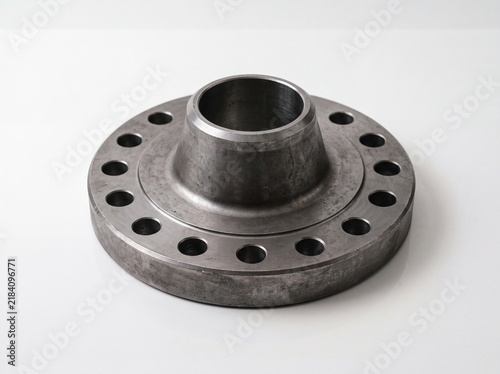 Carbon Steel Weld Neck Pipe Flange on Clean Studio Surface