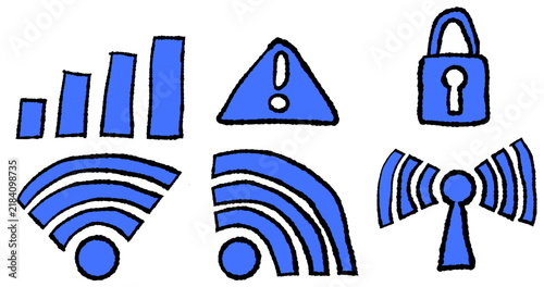 手書き風WIFI電波ベクターアイコンセット