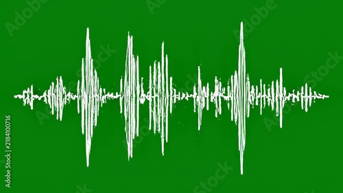 Audio waveform progression on green background with cinematic digital motion