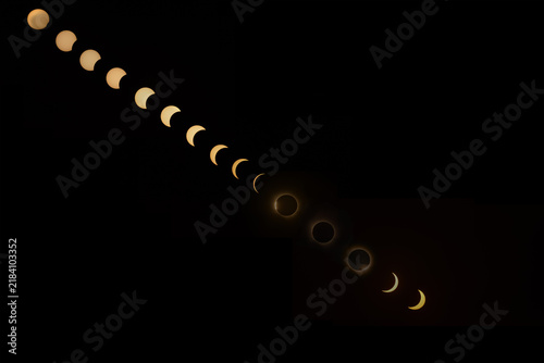Obraz w ramie Solar Eclipse Phase Sequence Time Lapse Composite