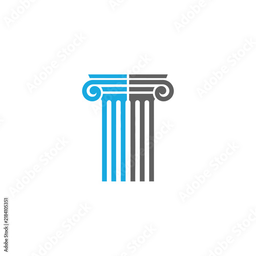 Modern Ionic Pillar Symbol With Blue And Gray Halves