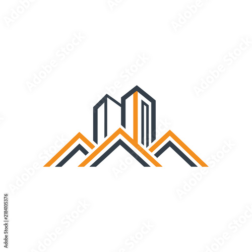 Modern Minimalist Building Logo Design With Geometric Shapes And Warm Color Palette