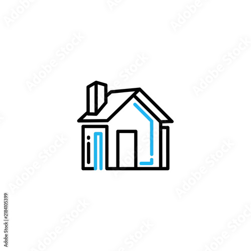 Modern Minimalist House Icon Design With Blue Accents