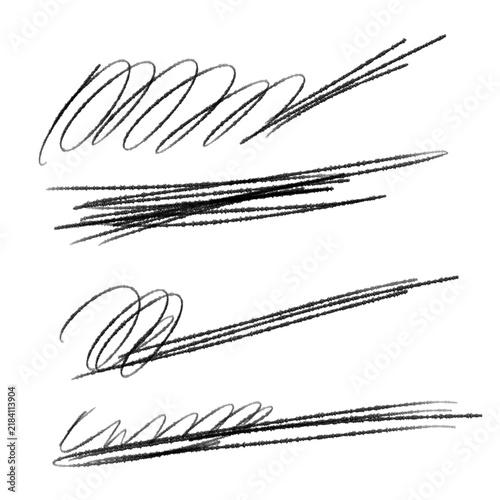 Scribble Lines: A set of four hand-drawn, sketchy lines, rendered in black ink on a plain background, add a raw, energetic, and artistic touch to any design.