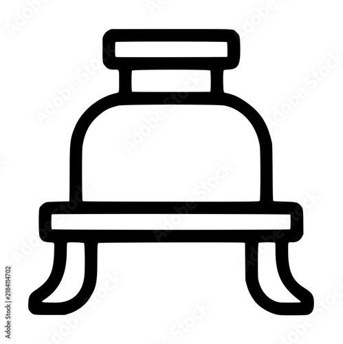 Classic vintage ink well stand with rounded dome container and curved legs minimalist clean line vector illustration icon for writing and calligraphy design - detailed commercial stock imagery with