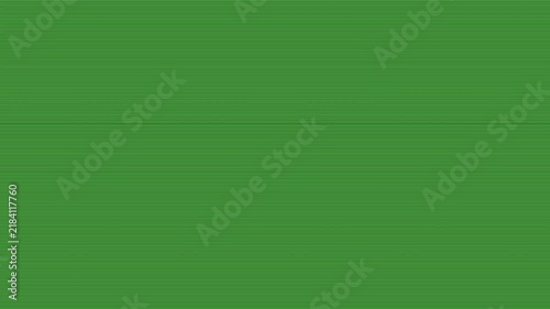 Vibrant green screen chroma key loop with heavy analog tracking glitch lines. Flashing static overlay panel for creative video editing layout production. Isolated emerald canvas background