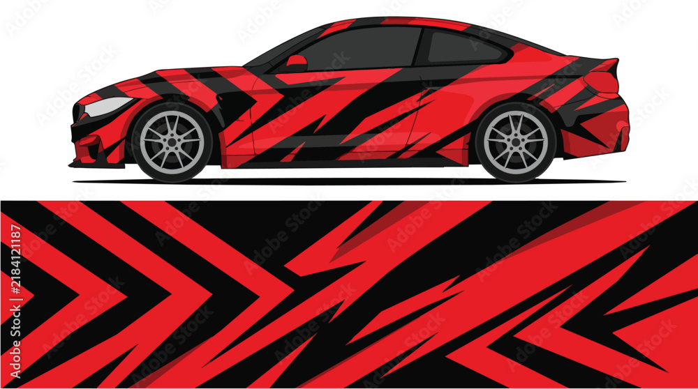 Naklejka premium Red Black Camouflage Sport Car Vector Illustration