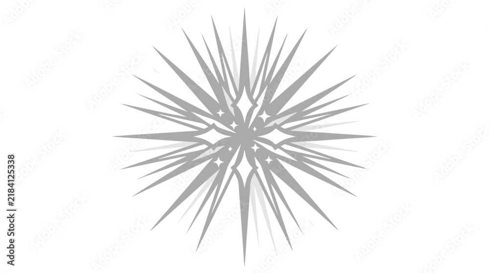 Fototapeta premium Stylized Sparkle Burst Vector Illustration with Thin Radiating Points in Silver and White Tones - Perfect for Holiday Decorations, Festive Celebrations, and Premium Design Projects on Clean Solid