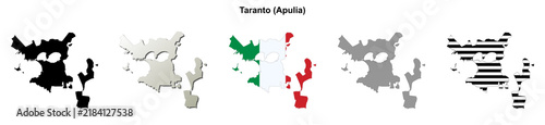 Foto Taranto (Apulia) outline map set