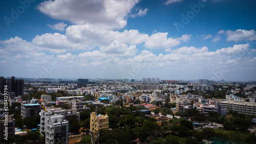 Photography Bangalore city skyline and residential development viewed from above