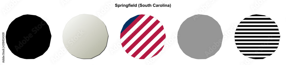 Fototapeta premium Springfield (South Carolina) blank outline map set