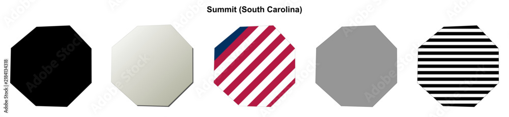 Fototapeta premium Summit (South Carolina) blank outline map set