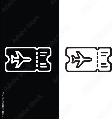 Flight and Travel Web Icons Set, Airplane, Airport and Vacation Symbols, Editable Line Vector
