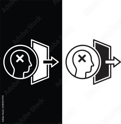 Login and Logout Icons Set, Sign In Sign Out and Open Close Door Symbols, Editable Line Vector
