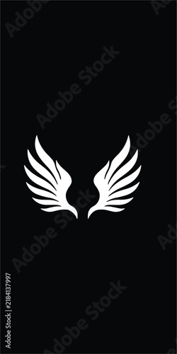 Black Wings Icons Set, Angel and Feather Wing Symbols, Editable Line Vector Collection