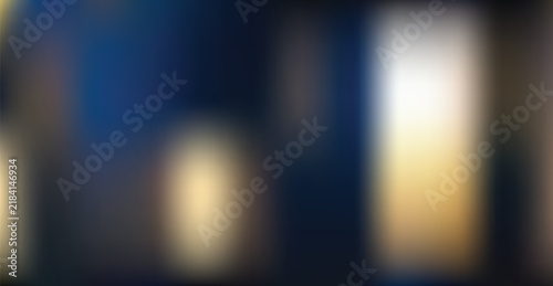 Abstract blurred background, featuring deep navy, blue and soft, golden yellow light, transitions with smooth, gradients and soft, focus lighting