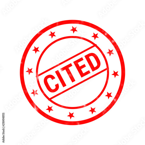 Bild auf Leinwand Red cited rubber stamp icon, vintage grunge style round seal, academic citation