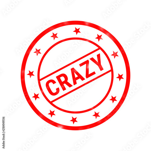 Obraz na plátně Red crazy rubber stamp on white background, round postal seal with stars, grunge