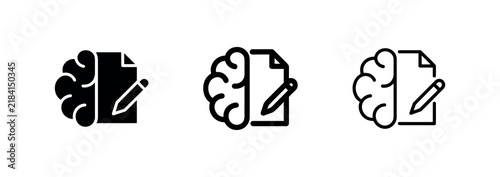 Brain and document writing icons