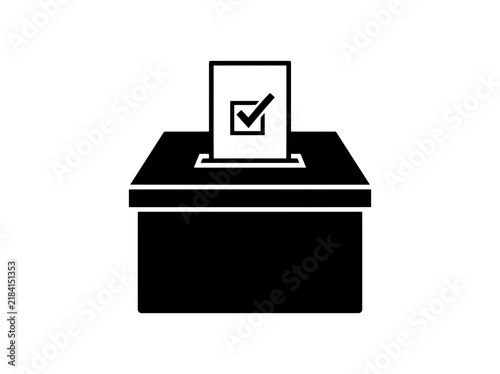A simple yet very important perfect ballot box silhouette with a nice voting paper being inserted