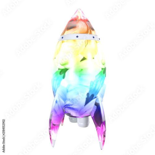 Colorful rocket ship isolated on transparent background