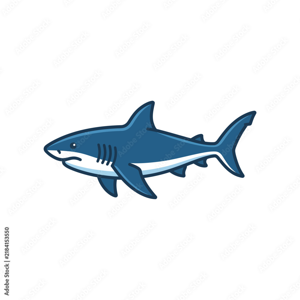 Obraz premium Illustration of a Shark Swimming in Ocean Water.