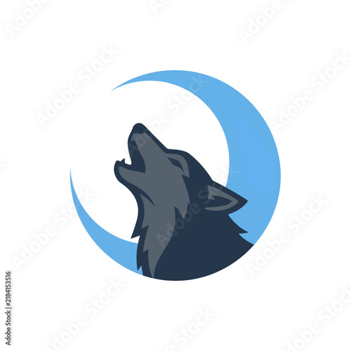 Фотография Howling Wolf Logo Design with Moon Element.
