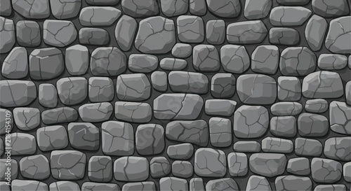 Seamless gray stone wall texture background. Stone wall vector illustration. 