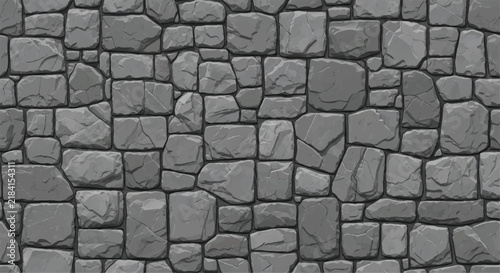 Seamless gray stone wall texture background. Stone wall vector illustration. 