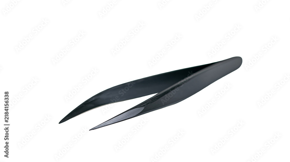 Obraz premium Isolated sleek dark professional tweezers for beauty, grooming, and fine detail work