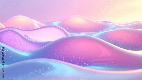 Loop continuo di onde fluide e cangianti con colori pastello olografici e perlescenti. Estetica minimalista, pulita e moderna per tecnologia, cosmesi e lifestyle