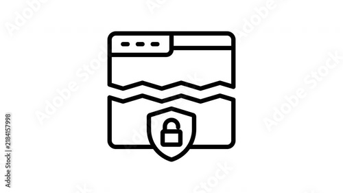 Corrupt Web Browser Data Animated Icon Loop with Alpha Channel for Internet Security Concept