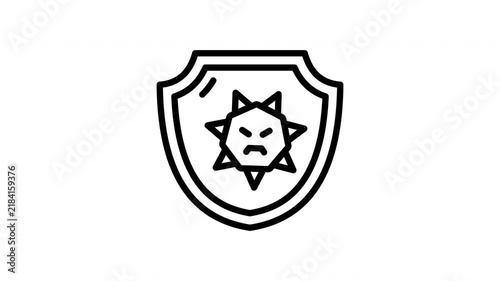 Antivirus Security Shield Animated Icon Loop with Alpha Channel for Internet Security Concept