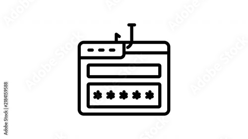 Phishing Attack Input Field Animated Icon Loop with Alpha Channel for Internet Security Concept
