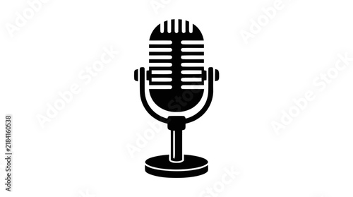 Vector illustration of vintage microphone icon on a transparent background