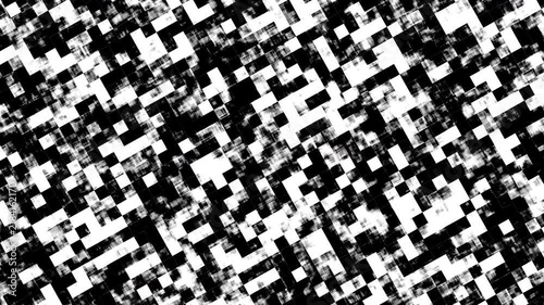 Black white pixel glitch abstract noise pattern featuring a high-contrast digital distortion background for overlay effects or tech visuals.