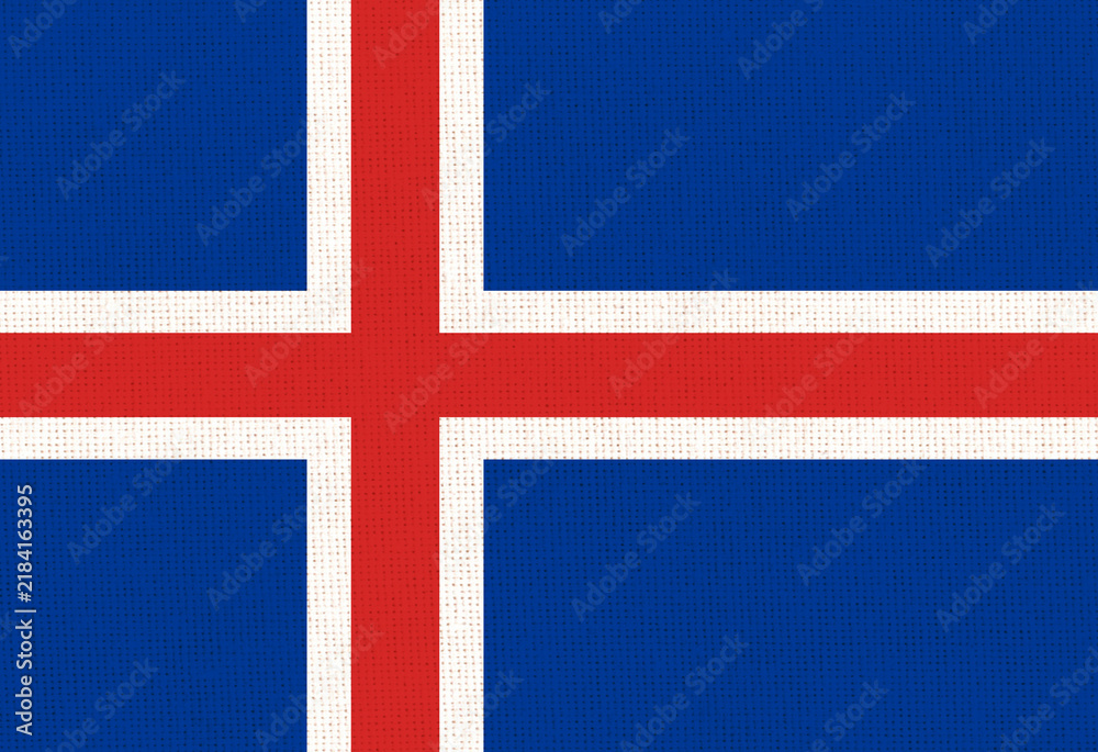 Fototapeta premium Official national flag of Iceland on fabric texture - 3D illustration