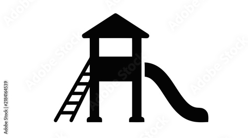 Vector illustration of playground slide tower icon on a transparent background