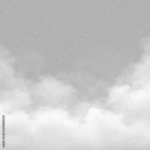 Fotografía Thick white smoke fills the lower part of the image against a pure black background