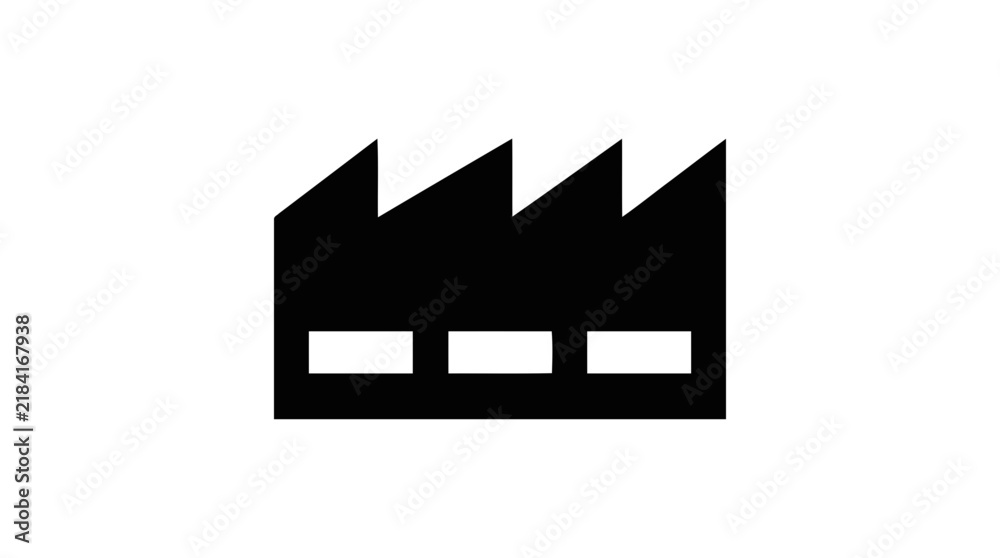 Fototapeta premium Vector illustration of factory building icon with sawtooth roof on a transparent background